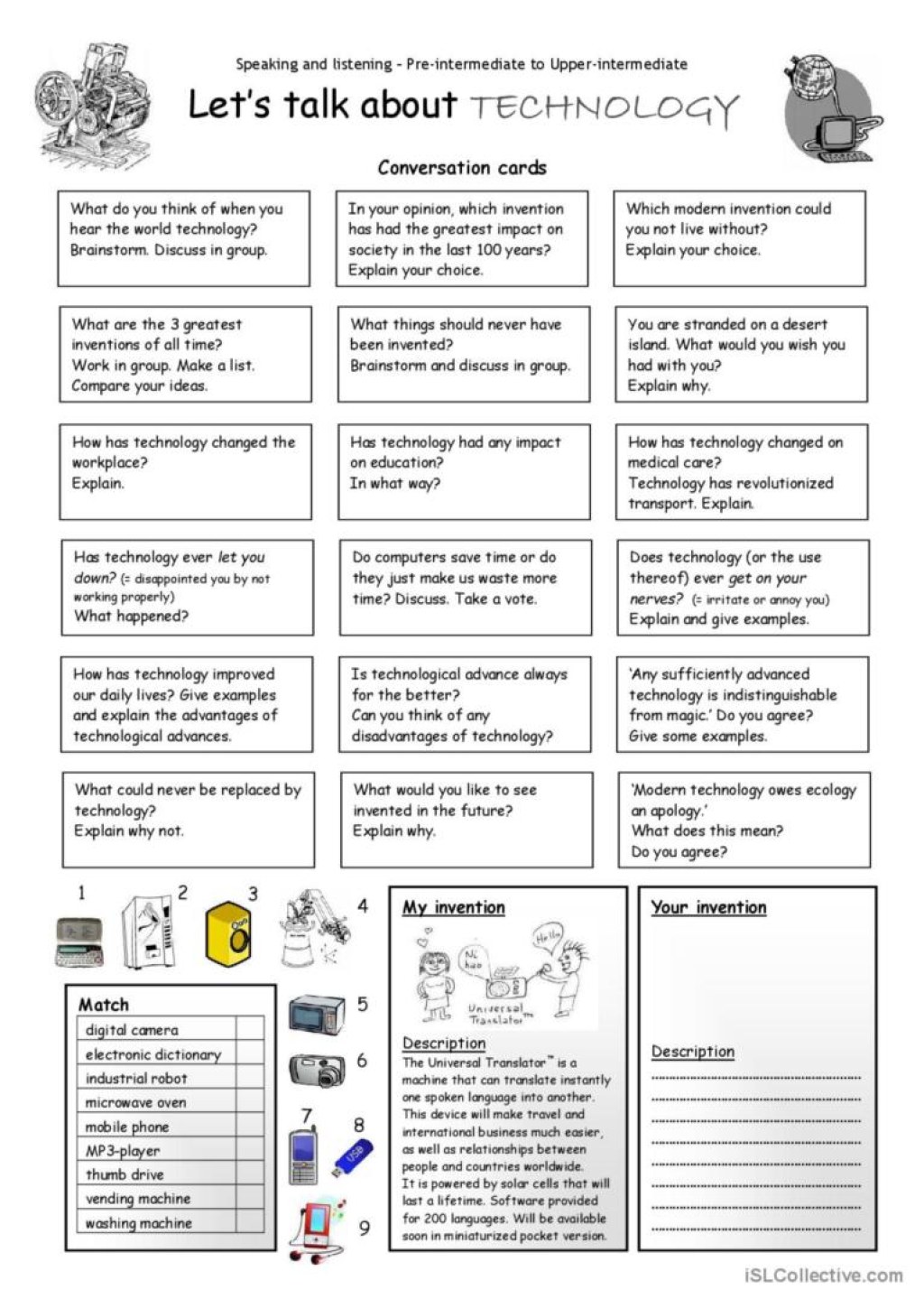 Picture of: Let’s talk about TECHNOLOGY: English ESL worksheets pdf & doc